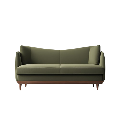 Elegant green fabric sofa with a modern design, perfect for adding a touch of sophistication and comfort to any living space. By Jai Bhairav Art and Craft